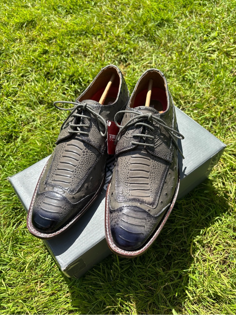 Stacy Adams Two-Tone Gray & Black Fanelli Redzone Collection Dress Shoes